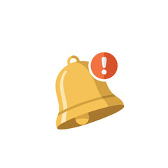 Fototapeta premium Golden Bell with Red Exclamation Mark Notification Icon.