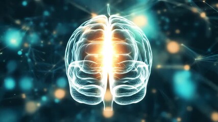 The visual shows the human brain with bright connections representing neural activity and data processing in a digital environment - Powered by Adobe