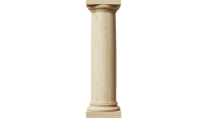 Isolated classical architectural column stands upright, antique style, interior element