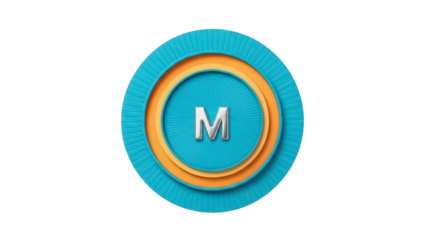 Isolated 3D logo design with the letter M on cyan, orange colors for corporate identity
