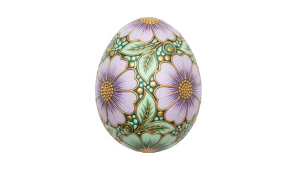 Isolated decorated egg with floral pattern for Easter holiday, spring season and Christian tradition
