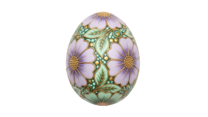Isolated decorated egg with floral pattern for Easter holiday, spring season and Christian tradition