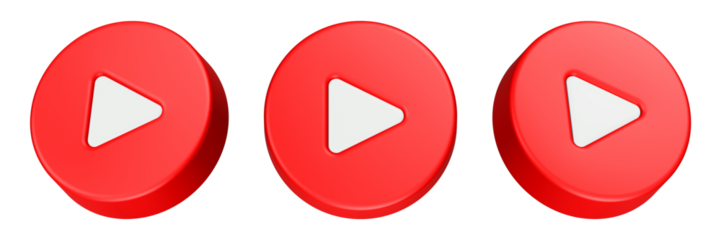 play button 3d rendering icon red color