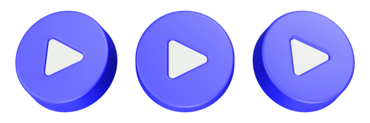 play button 3d rendering icon blue color