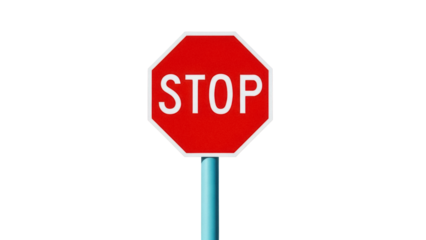 Isolated red stop sign road warning signage octagon, safety information for drivers, alerts