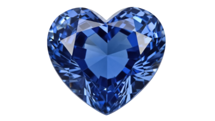 Isolated brilliant-cut heart gem sparkles in deep blue tone for jewelry design, a classic cut