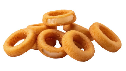 Isolated crispy battered onion rings snack food, delicious and appetizing. Gourmet treats