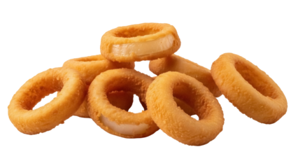 Isolated crispy battered onion rings snack food, delicious and appetizing. Gourmet treats