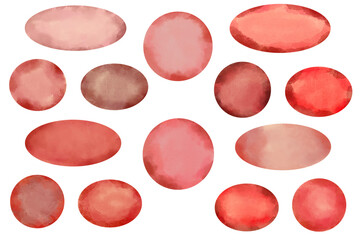 濃い赤の水彩円セット