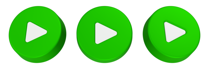 play button 3d rendering icon green color