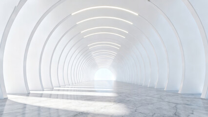 White Circular Light Future Tunnel 3D Scene