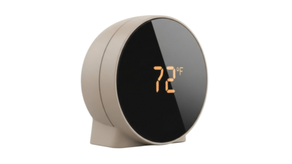Isolated home climate control temperature display showing 72 degrees Fahrenheit