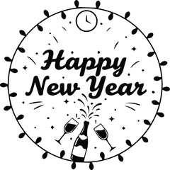 happy birth day new year black lable vector