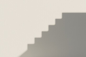Fototapeta premium Minimal White Plaster Wall with Stair Shadow Silhouette for Clean Modern Background
