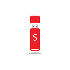 USB flash drive with dollar sign icon. Concept for storage and finance cyber safety.
