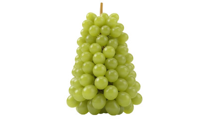 Isolated bunch of green grapes in a pyramid shape arranged in an organized manner