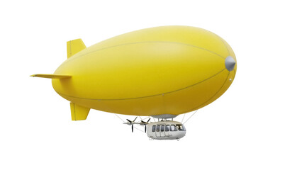 Obraz premium Isolated Yellow Blimp With Passenger Pod Suspended Below for Tourist Sightseeing Tours