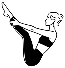Woman in boat pose yoga silhouette