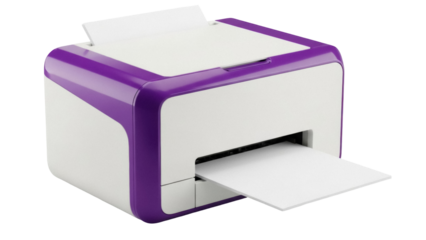 Isolated modern printer with paper, sleek and compact for home or small office use