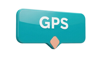Isolated turquoise 3D style GPS navigation icon with location pointer, sign, map symbol