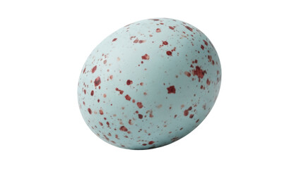 Isolated speckled egg with red spots, delicate texture, and soft blue color, natural patterns