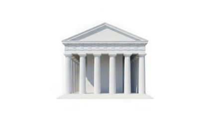 Classical greek temple facade isolated on transparent background 3d rendering