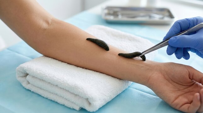 Gloved clinician drawing blood from patient arm with syringe for lab test.