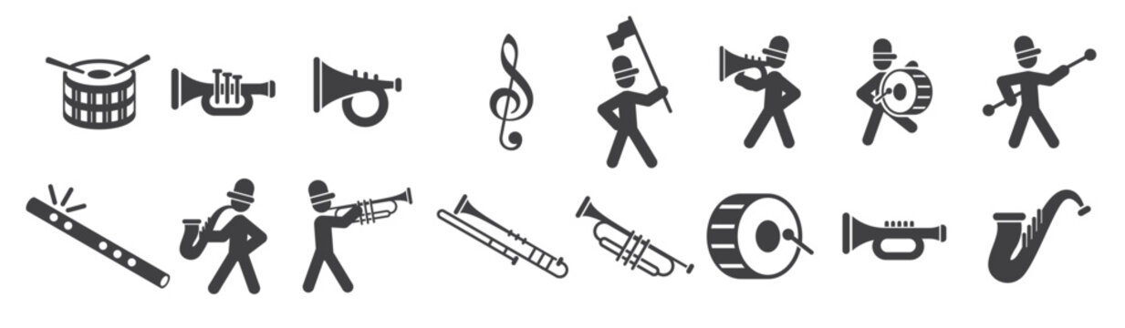 marching band icons vector 