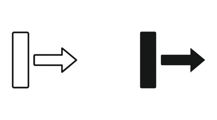 White and black arrow pointing right