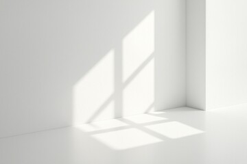 Minimal White Interior with Clear Window Light and Floor Shadow