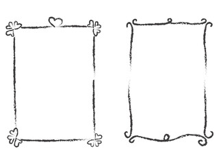 Sketchy Frame Vector Set. Rough Chalk Textured Doodle Borders for Valentine and Text Box Design