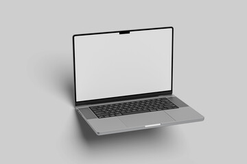 Modern Laptop Mockup with Blank Screen on Minimal Background