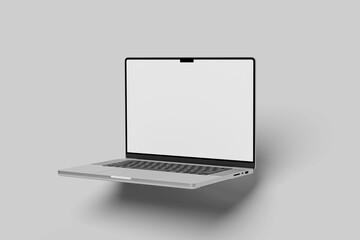 Modern Laptop Mockup with Blank Screen on Minimal Background
