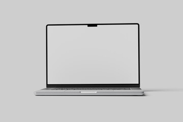 Modern Laptop Mockup with Blank Screen on Minimal Background