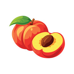 red peach with leaves