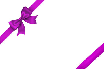 Png image of&nbsp;Vibrant magenta satin ribbon bow decoration diagonally placed for festive holiday gift wrapping design elements on transparent background