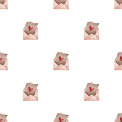 Digital Watercolor Love Letter Seamless Valentine Pattern