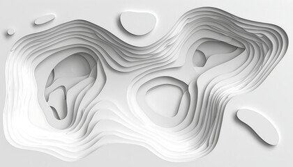 White 3D Topographic Map Terrain Landscape.