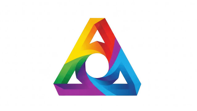 Colorful impossible triangle logo with a dynamic twisted center against a sleek black backdrop