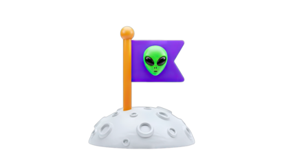 Alien Flag on the Moon: Space Exploration Concept