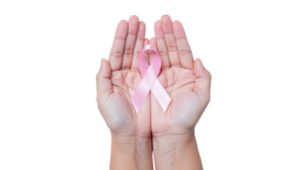 Breast Cancer Awareness Ribbon Waving, Pink Symbol of Support for Awareness Month, Isolated on Transparent Background