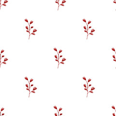 Digital Watercolor Heart Leaf Seamless Valentine Pattern