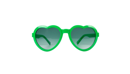 Pair of Green Shamrock-Shaped Sunglasses with Fun St. Patrick's Day Design, Isolated on Transparent Background
