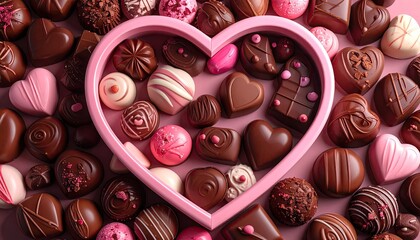 Exquisite assortment of assorted heart-shaped chocolates and sweet confections for romantic occasions.