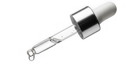Cosmetic dropper with liquid serum or oil isolated on transparent background