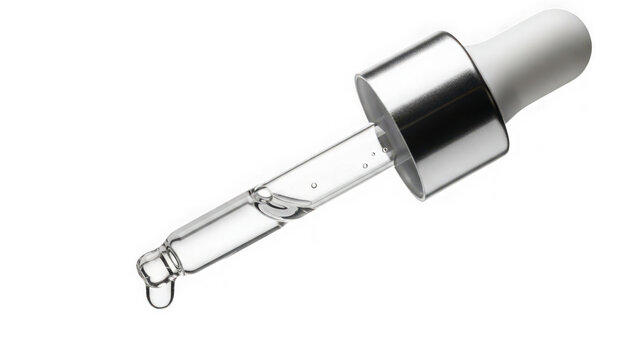 Cosmetic dropper with liquid serum or oil isolated on transparent background