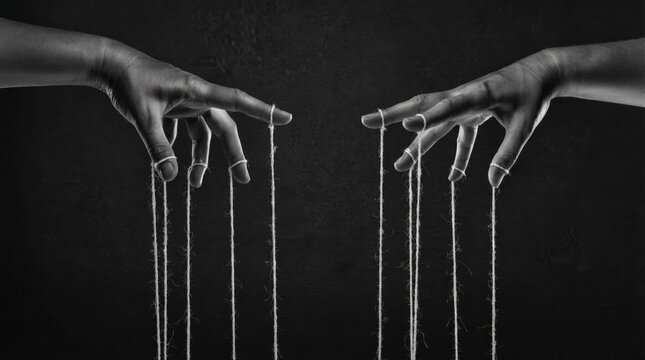 Hands with Controlling Strings. Manipulation concept