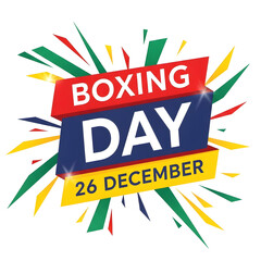 Boxing Day 26 December Celebration with Colorful Explosive Design on a white Background