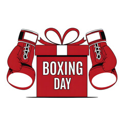 Red Boxing Gloves with Gift Box on White Background