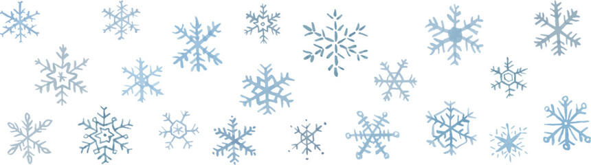 Minimal Hand Drawn Snowflakes, Elegant Winter and Christmas Design Elements
